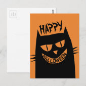 Creepy Halloween Black Cat Briefkaart (Voorkant / Achterkant)