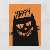 Creepy Halloween Black Cat Briefkaart (Voorkant)
