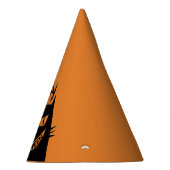 Creepy Halloween Black Cat op Sinaasappel Feesthoedjes (Rechts)