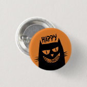 Creepy Halloween Black Cat op Sinaasappel Ronde Button 3,2 Cm (Voorkant /achterkant)