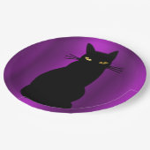 Creepy Halloween Black Cat Papieren Bordje (Gekanteld)