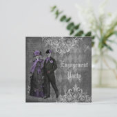 Creepy Halloween Bride & Groom Engagement Party Kaart (Staand voorkant)
