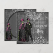 Creepy Halloween Bride & Groom Engagement Party Kaart (Voorkant / Achterkant)
