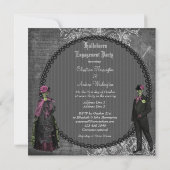 Creepy Halloween Bride & Groom Engagement Party Kaart (Achterkant)