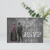 Creepy Halloween Bride & Groom RSVP Wedding (Staand voorkant)