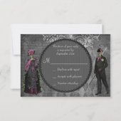 Creepy Halloween Bride & Groom RSVP Wedding Kaartje (Achterkant)