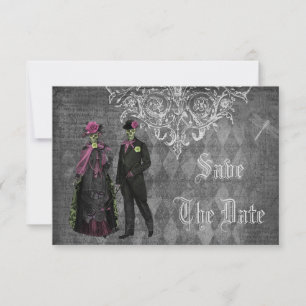 Creepy Halloween Bride & Groom sparen de Datum Save The Date