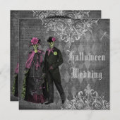 Creepy Halloween Bride & Groom Wedding Kaart (Voorkant / Achterkant)