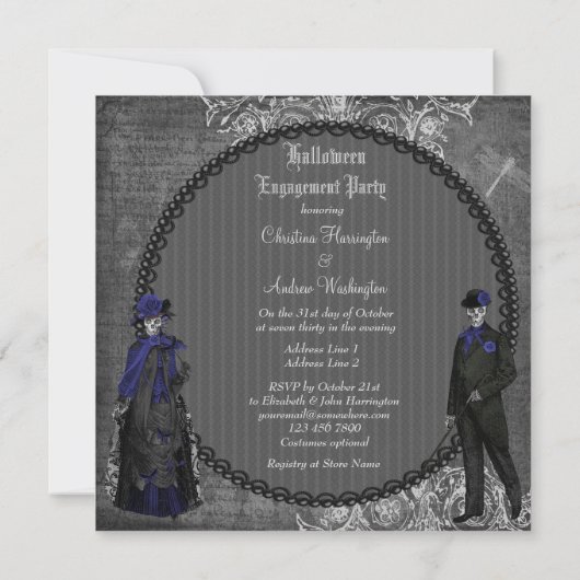 Creepy Halloween bruid en bruidegom verlovingsfees Kaart (Achterkant)