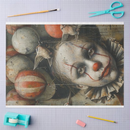 Creepy Halloween Clown Decoupage Tissuepapier (Craft)