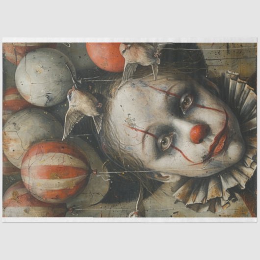 Creepy Halloween Clown Decoupage Tissuepapier (Voorkant)
