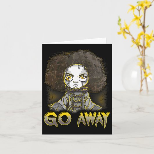 Creepy Halloween Doll Scary Horror Monster Face Go Kaart (Gele Bloem)