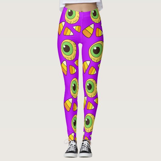 Creepy Halloween Eyeball en Candy Corn Leggings (Voorkant)