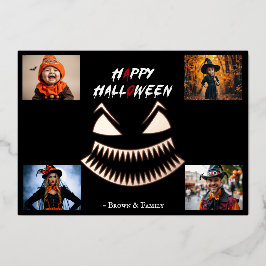Creepy Halloween Familie Fotocollage Folie Uitnodiging
