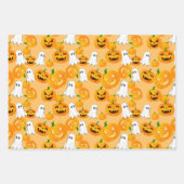 Creepy Halloween Ghost Jack O Lantern Spider Web Inpakpapier Vel (Voorkant 3)