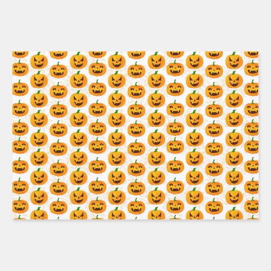 Creepy Halloween Ghost Jack O Lantern Spider Web Inpakpapier Vel (Voorkant)
