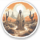 Creepy Halloween Ghost Op Een Woestijn Cool Ghost Sticker (Voorkant)