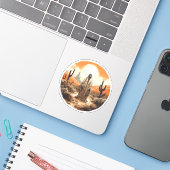 Creepy Halloween Ghost Op Een Woestijn Cool Ghost Sticker (Laptop met iPhone)