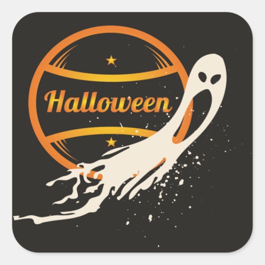 Creepy Halloween Ghost Vierkante Sticker (Voorkant)