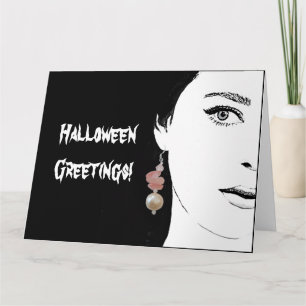 Creepy Halloween gothic meisje mode illustratie Kaart