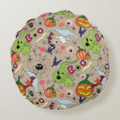 Creepy Halloween grafische set Rond Kussen (Achterkant)
