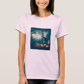 Creepy Halloween Graveyard rustiek ontwerp T-shirt (Voorkant)