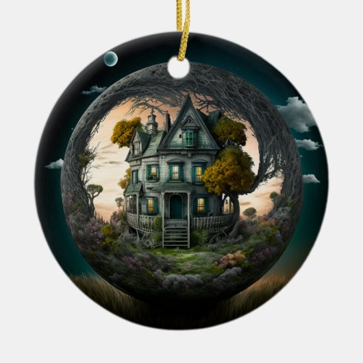 Creepy Halloween Haunted House Ornament (Voorkant)