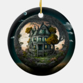 Creepy Halloween Haunted House Ornament (Achterkant)