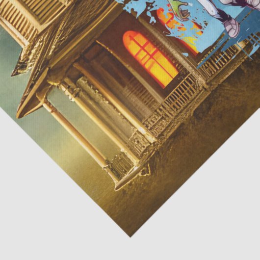 Creepy Halloween Huis zombie jongens Tissuepapier (Detail)