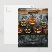 Creepy Halloween Jack-o'-Lanterns met spinnenwebbe Briefkaart (Voorkant / Achterkant)