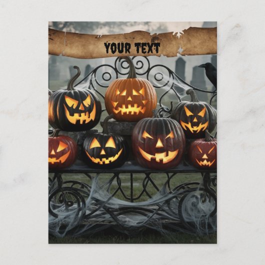 Creepy Halloween Jack-o'-Lanterns met spinnenwebbe Briefkaart (Voorkant)