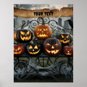 Creepy Halloween Jack-o'-Lanterns met spinnenwebbe Poster (Voorkant)