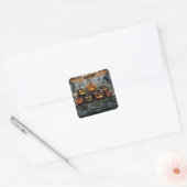 Creepy Halloween Jack-o'-Lanterns met spinnenwebbe Vierkante Sticker (Envelop)
