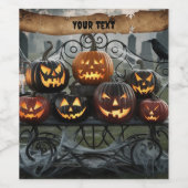 Creepy Halloween Jack-o'-Lanterns met spinnenwebbe Wijn Etiket (Enkel label)