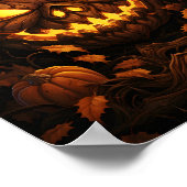 Creepy Halloween nacht Sinaasappel Jack O Lantern Poster (Hoek)