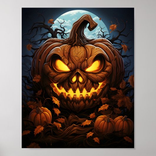 Creepy Halloween nacht Sinaasappel Jack O Lantern Poster (Voorkant)