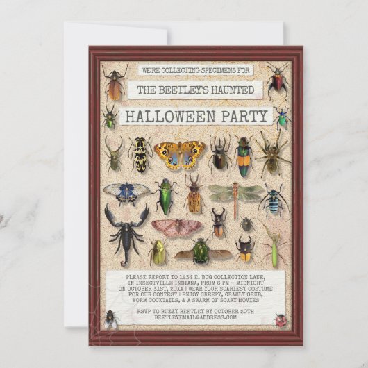 Creepy Halloween Party | Fun Bug Insect Collectie Kaart (Voorkant)