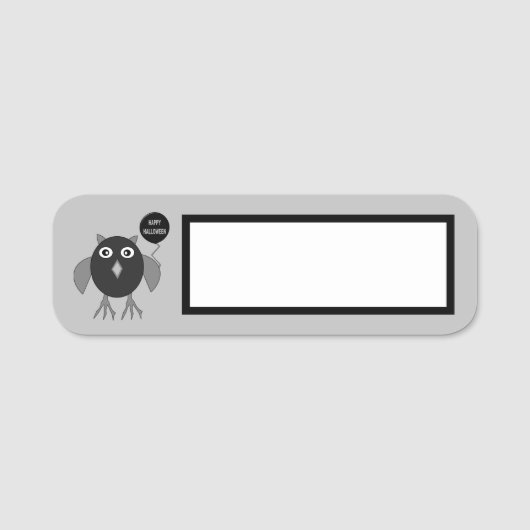 Creepy Halloween Party Owl Naamplaatje (Voorkant)