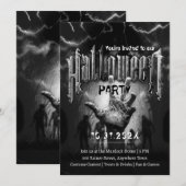 Creepy Halloween Party Zombies Black Scary Night Kaart (Voorkant / Achterkant)