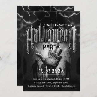 Creepy Halloween Party Zombies Black Scary Night Kaart