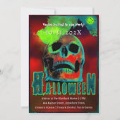 Creepy Halloween Party Zombies Neon Scary Skull Kaart (Voorkant)