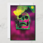 Creepy Halloween Party Zombies Neon Scary Skull Kaart (Achterkant)