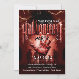 Creepy Halloween Party Zombies Red Scary Night Kaart