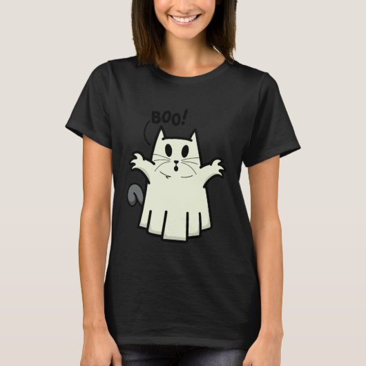 Creepy Halloween Peeking Black Cat for Feline T-shirt (Voorkant)