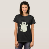 Creepy Halloween Peeking Black Cat for Feline T-shirt (Voorkant volledig)
