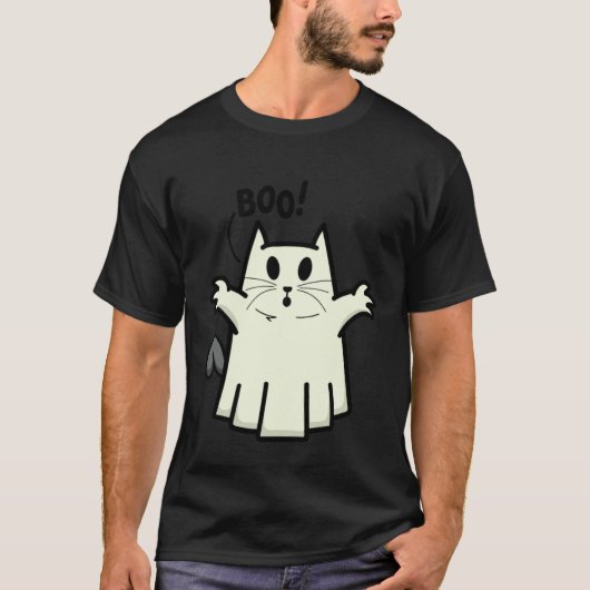 Creepy Halloween Peeking Black Cat for Feline T-shirt (Voorkant)