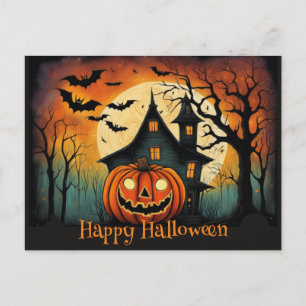Creepy Halloween Pompoen Happy Halloween Briefkaart