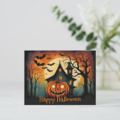 Creepy Halloween Pompoen Happy Halloween Briefkaart (Staand voorkant)