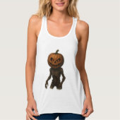Creepy Halloween Pumpkin Monster Sticker Tanktop (Voorkant)
