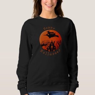 Creepy Halloween Scene Witch & Haunted House Trui